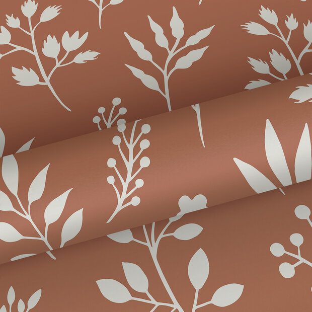 Esta Home Vintage Flowers oranje - terracotta 139319 (incl. Gratis Lijm*) - Terracotta - Oranje