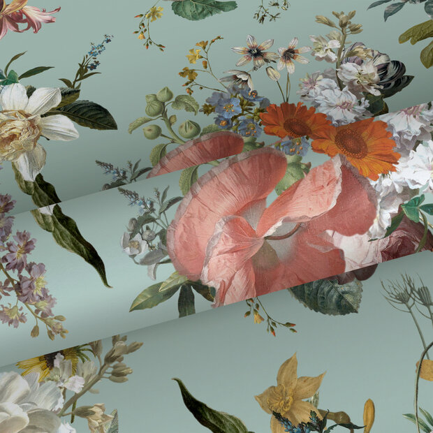 Esta Home Vintage Flowers groen - meerkleurig 139366 (incl. Gratis Lijm*) - Multicolour - Groen