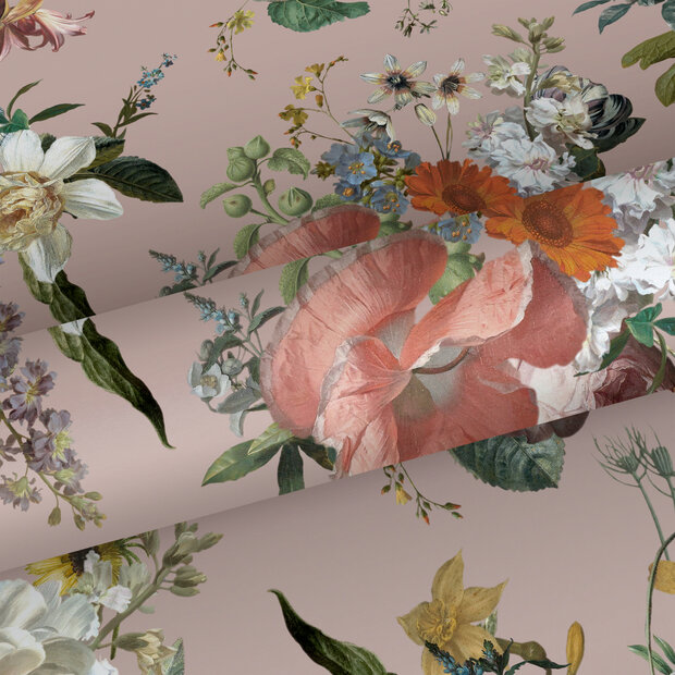 Esta Home Vintage Flowers roze - meerkleurig 139367 (incl. Gratis Lijm*) - Roze - Multicolour