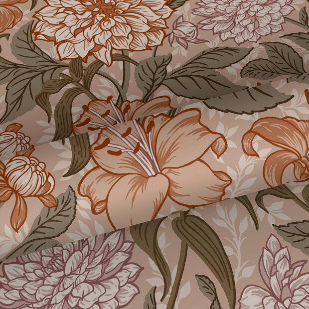 Esta Home Vintage Flowers terracotta - roze 139380 (incl. Gratis Lijm*) - Terracotta - Roze