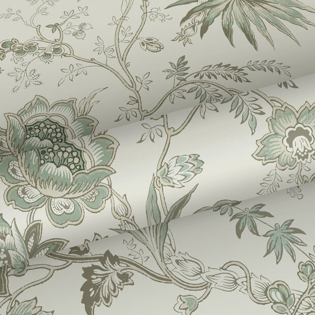 Esta Home Vintage Flowers beige - groen 139400 (incl. Gratis Lijm*) - Groen - Beige