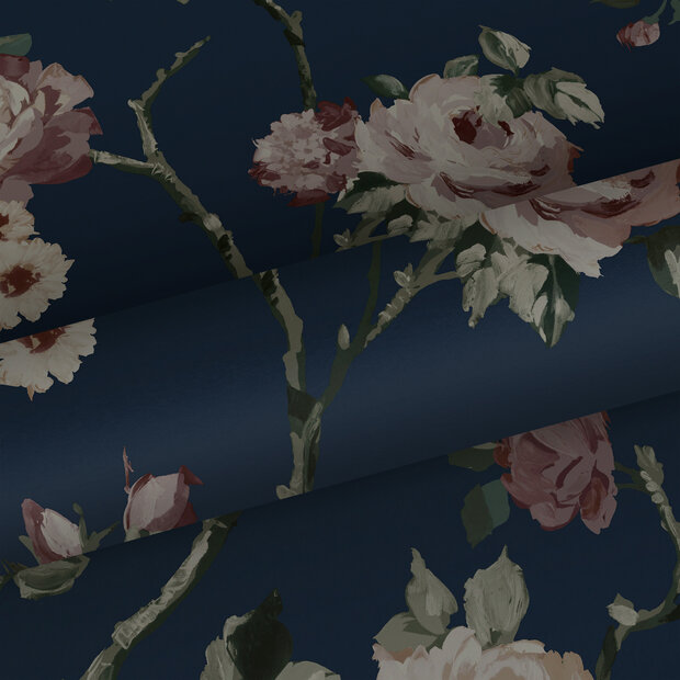 Esta Home Vintage Flowers blauw 139409 (incl. Gratis Lijm*) - Blauw