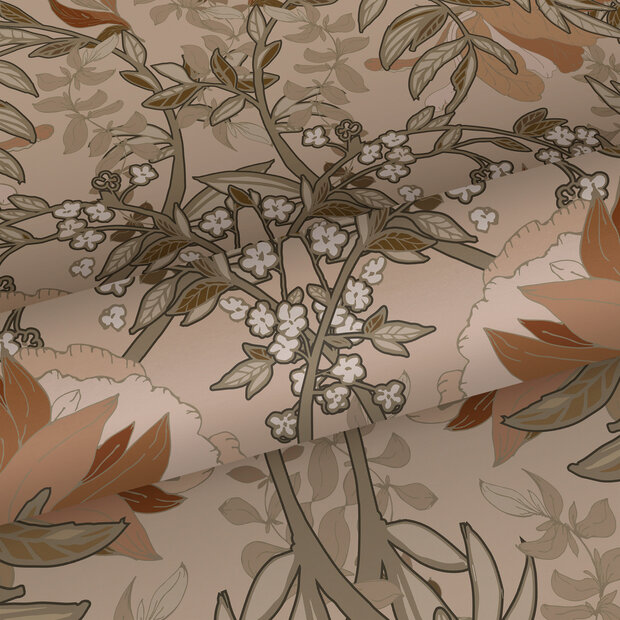 Esta Home Vintage Flowers beige - roze 139460 (incl. Gratis Lijm*) - Roze - Beige