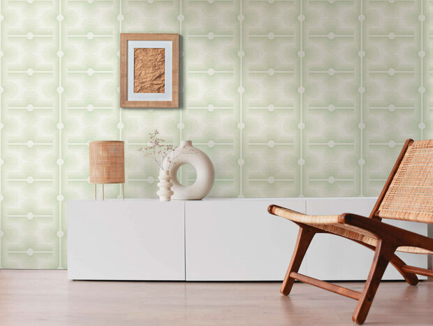 AS Creation Retro Chic - 39533-1 / 395331 Groen - Cr&egrave;me