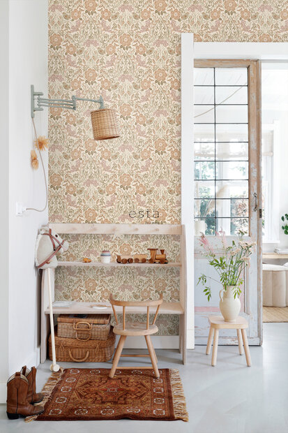 Esta Home Bloemen 139566 (incl. Gratis Lijm*) Beige