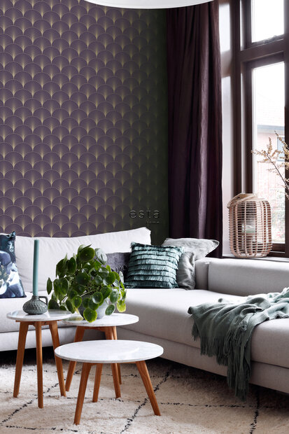 Esta Home Art Deco 139577 (incl. Gratis Lijm*) Paars Goud