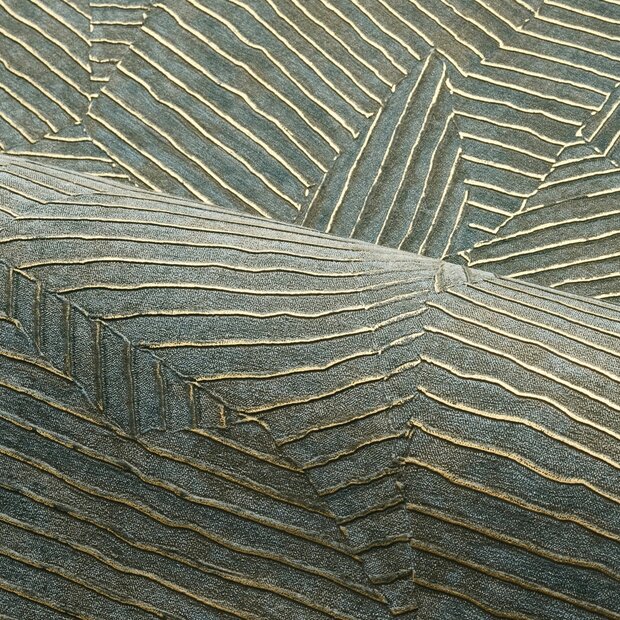 Casamance Nature Pr&eacute;cieuse - Textures (incl. Gratis Lijm**) 76543670 - Groen / Metallic Goud