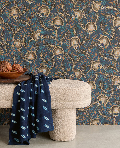 Eijffinger Solange 340215 (incl. Gratis Lijm*) Blauw / Metallic