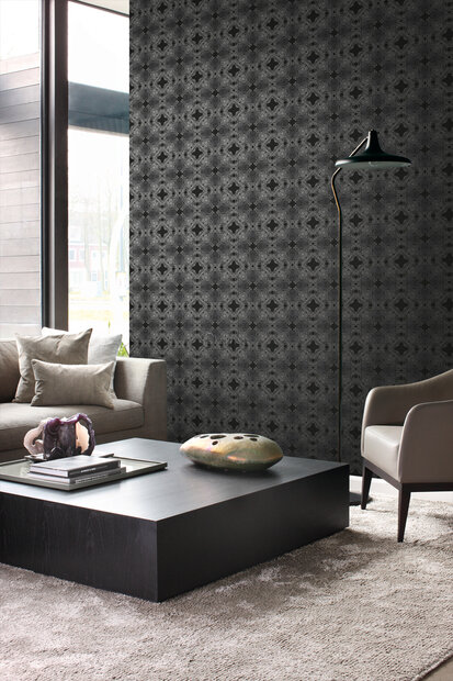 Origin Wallcoverings Beaumont (incl. Gratis Lijm*) 346221 - Zwart / zilver