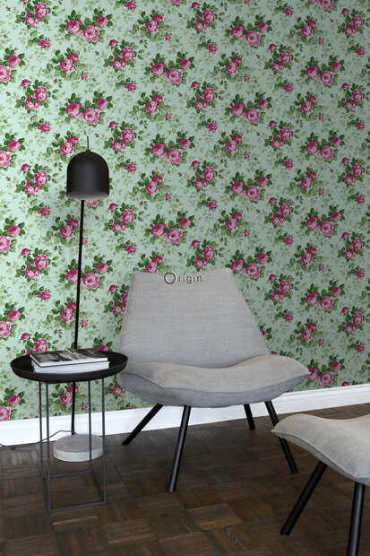 Origin Wallcoverings Bloomingdale (incl. Gratis Lijm*) 326139 - Roze / Groen