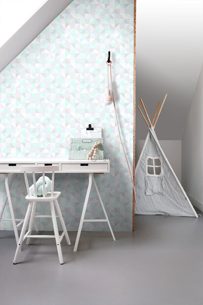 Origin Wallcoverings Hide &amp; Seek (incl. Gratis Lijm*) 337205 - zilver / Wit / Paars / Blauw