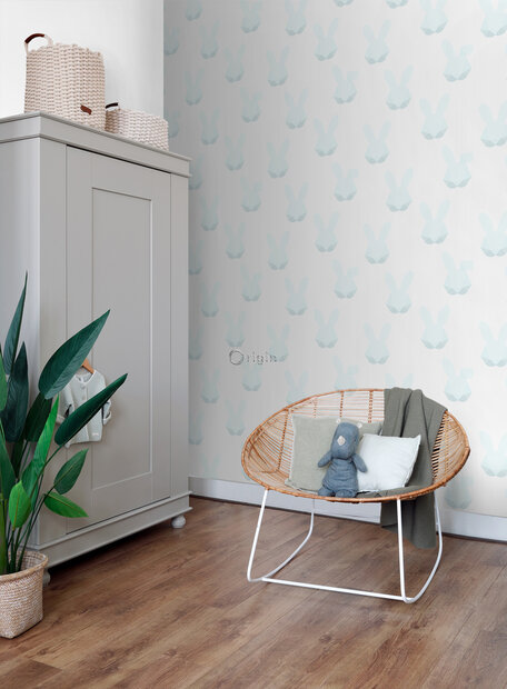 Origin Wallcoverings Hide &amp; Seek (incl. Gratis Lijm*) 347488 - Wit / Blauw