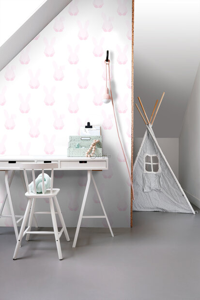 Origin Wallcoverings Hide &amp; Seek (incl. Gratis Lijm*) 347490 - Wit / Roze