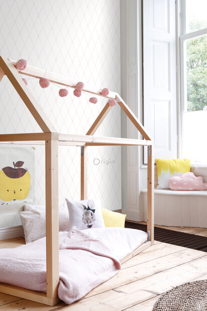 Origin Wallcoverings Hide &amp; Seek (incl. Gratis Lijm*) 347493 - Wit / Roze