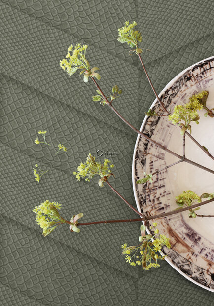 Origin Wallcoverings Luxury Skins (incl. Gratis Lijm*) 347792 - Groen / Grijs