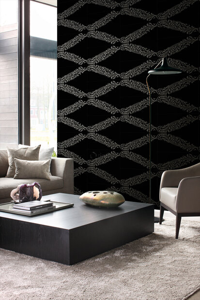 Origin Wallcoverings Metropolitan (incl. Gratis Lijm*) 345743 - Zwart / Grijs