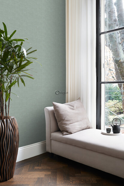 Origin Wallcoverings Natural Fabrics (incl. Gratis Lijm*) 347633 - Groen