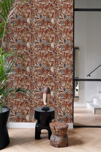 Origin Wallcoverings Wunderkammer (incl. Gratis Lijm*) 347420 - Rood / Oranje