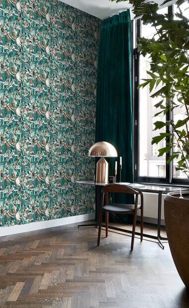 Origin Wallcoverings Wunderkammer (incl. Gratis Lijm*) 347422 - Blauw / Groen