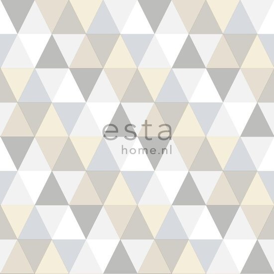 Everybody Bonjour behang 128707 - Wit - Grijs - Beige Behang