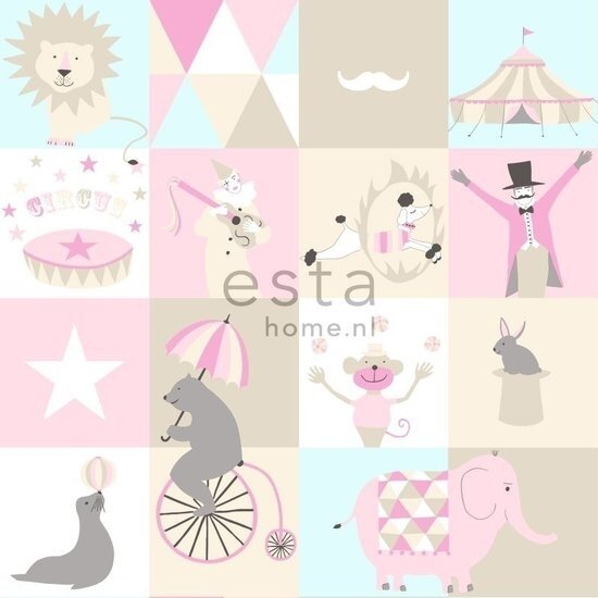 Everybody Bonjour behang 138711 - Roze Behang