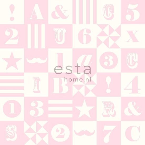 Everybody Bonjour behang 138728 - Roze Behang