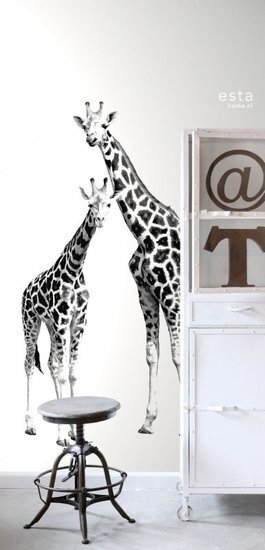 Everybody Bonjour PhotowallXL Giraffen 158701 - Zwart Wit Behang