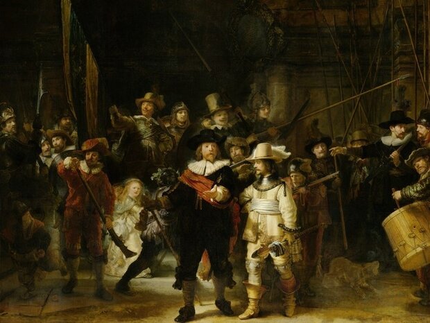 Fotobehang 30587 Nachtwacht Rembrandt van Rijn - Multicolour Behang