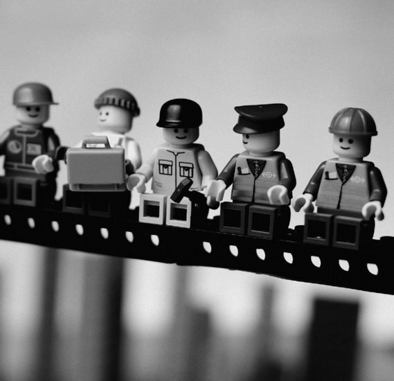 Fotobehang Lego New York - Zwart - Wit Behang