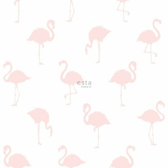 Esta Little Bandits 138918 Flamingo - Wit - Roze Behang