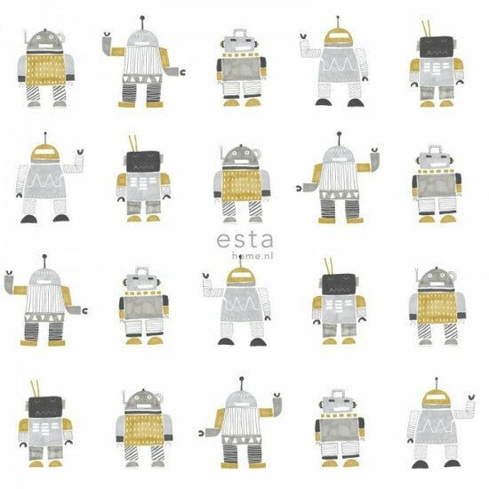 Esta Little Bandits 138940 - Zilver - Geel Behang