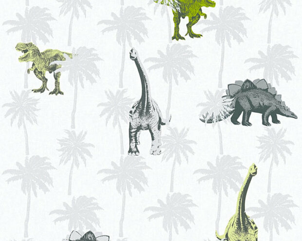 AS Creation Little Stars 35835-2 - Grijs / Groen Behang