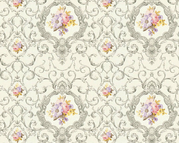 AS Creation Chateau 5 34391-3 - Zilver / Grijs Behang