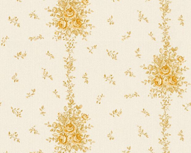 AS Creation Chateau 5 34500-3 - Goud / Beige/gouden glitter op bloem Behang