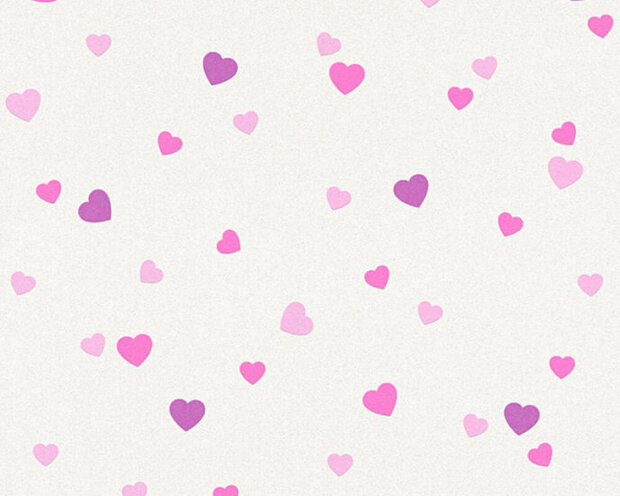 AS Creation Boys and Girls 6 35750-2 hartjes met glitter - Creme / Metallic Behang