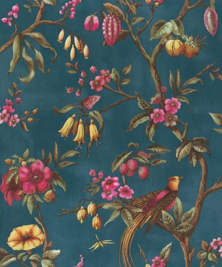 BN Wallcoverings Fiore 220443 - Blauw - Multicolour Behang
