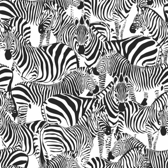 Esta Paradise 139155 Zebra - Zwart Wit Behang