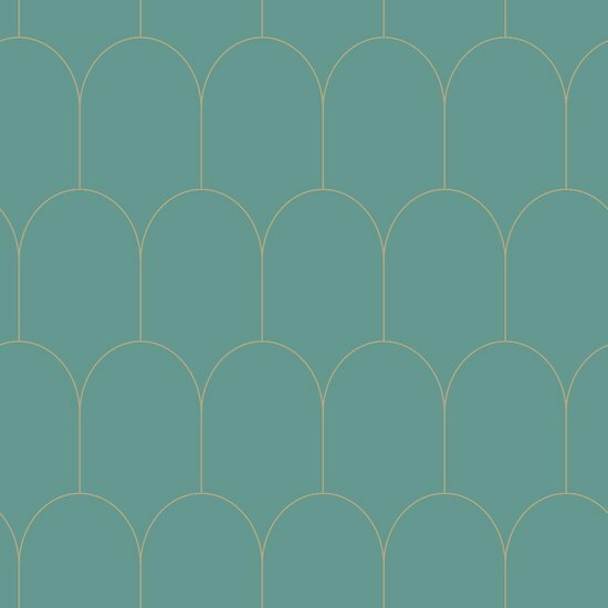Esta Art Deco 139204 - Groen - Goud - Blauw Behang