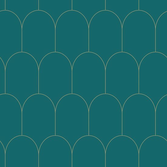Esta Art Deco 139205 - Groen - Goud - Blauw Behang