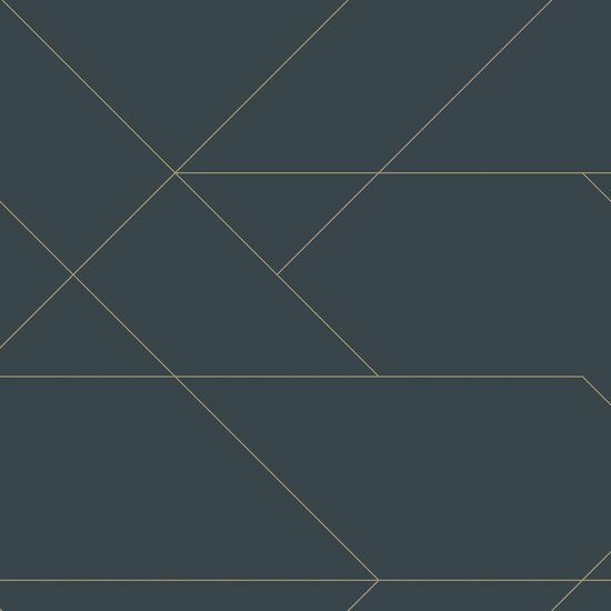Esta Art Deco 139213 - Goud - DonkerBlauw Behang