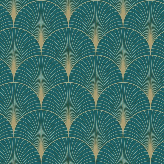Esta Art Deco 139230 - Groen - Blauw Behang