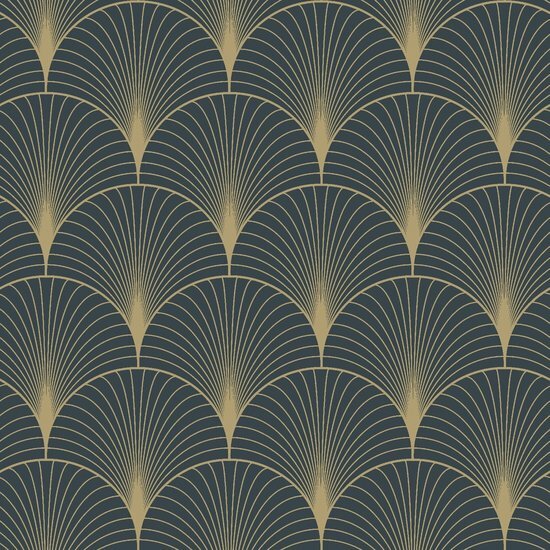 Esta Art Deco 139231 - Goud - Blauw Behang