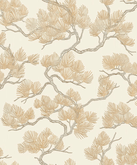 Dutch Wallcoverings Wall Fabric pine tree cream WF121012 Behang