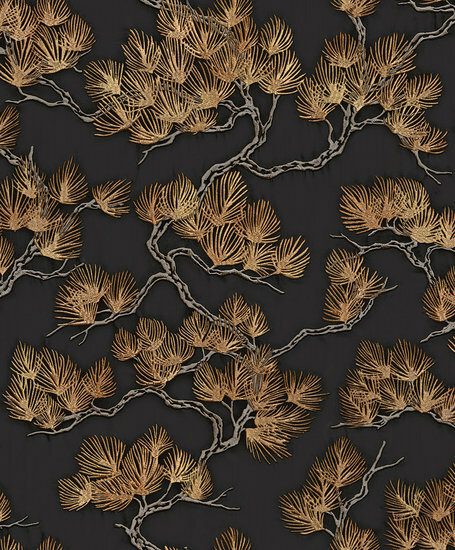 Dutch Wallcoverings Wall Fabric pine tree black WF121015 Behang