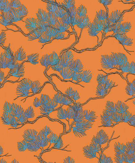 Dutch Wallcoverings Wall Fabric pine tree orange WF121016 Behang