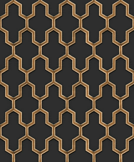 Dutch Wallcoverings Wall Fabric geometric black WF121025 Behang