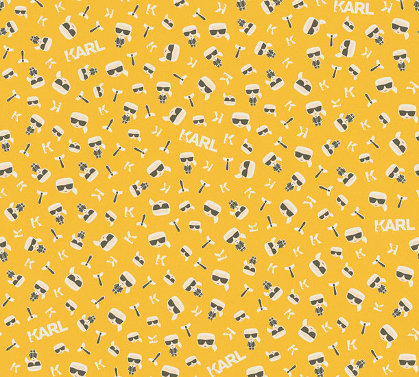 AS Creation Karl Lagerfeld Ikonik 37843-4 - 378434 - Geel / Zwart Behang