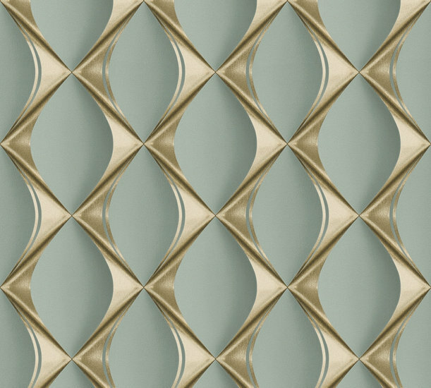 AS Creation My Home My Spa 38691-3 - 386913 Eucalyptus Groen / Goud Behang