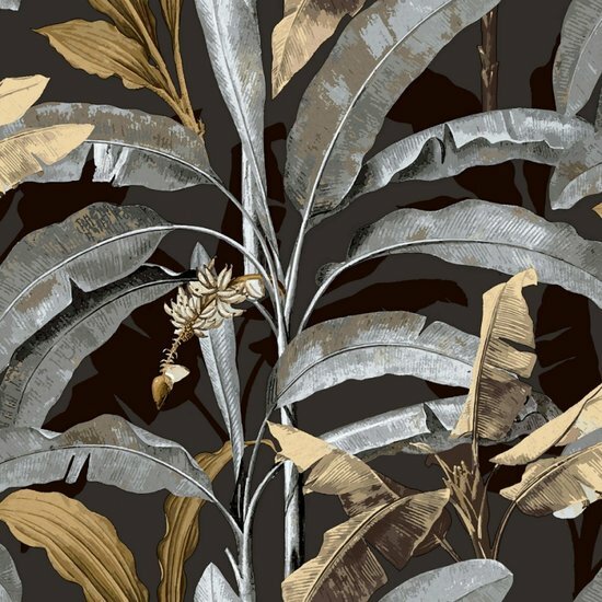 Noordwand Flora 18542 Zwart - Metallic - Beige Behang