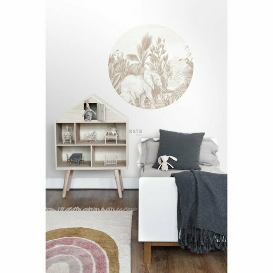 ESTA HOME| JUNGLE 159077 STICKER DONKER BEIGE - Bruin - Beige Behang